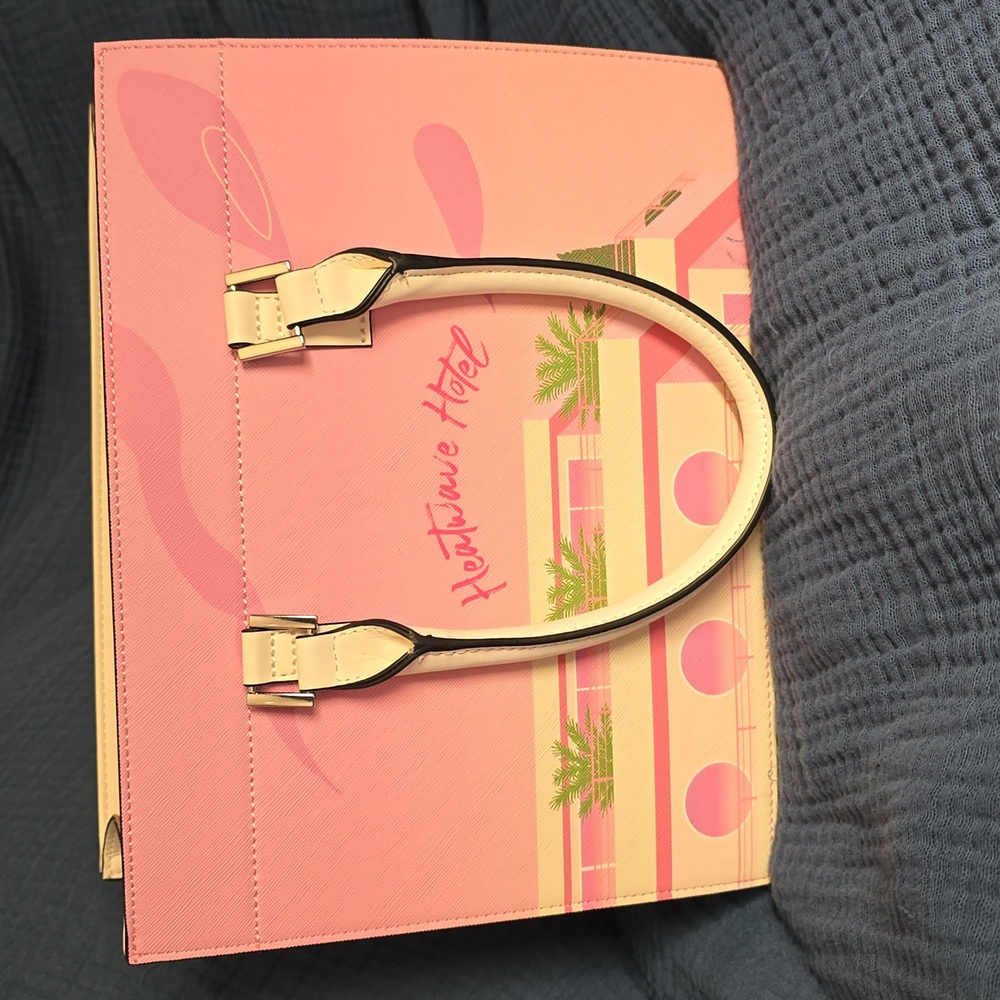 Aldo Pink and White Satchel with Structured Design